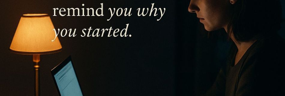 A digital marketer working late at night — storytelling in digital marketing visualized through warm creative light.